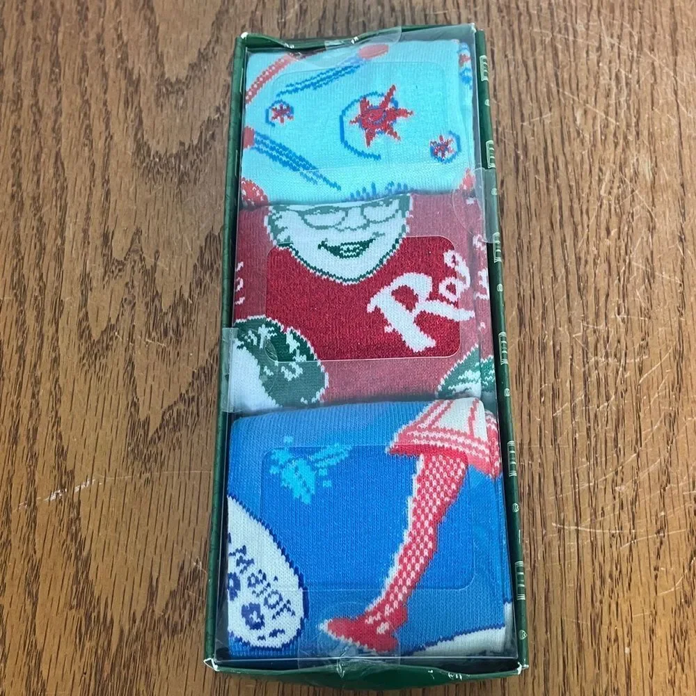 A Christmas Story 3 Pack Novelty Crew Socks NIP Size: 8-12